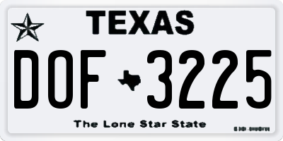 TX license plate DOF3225