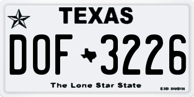 TX license plate DOF3226