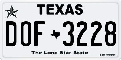 TX license plate DOF3228