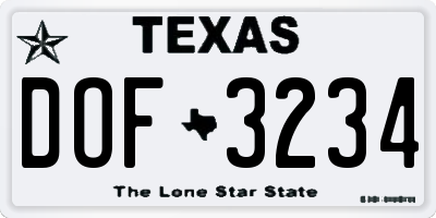 TX license plate DOF3234