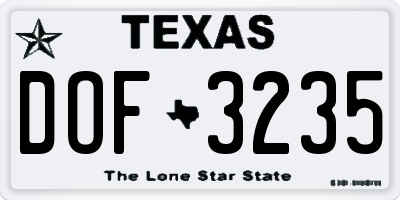 TX license plate DOF3235