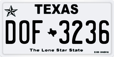 TX license plate DOF3236