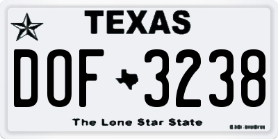 TX license plate DOF3238