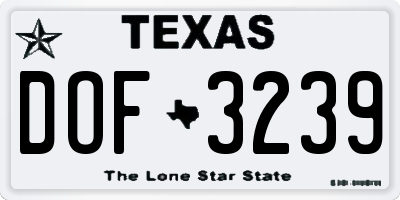 TX license plate DOF3239