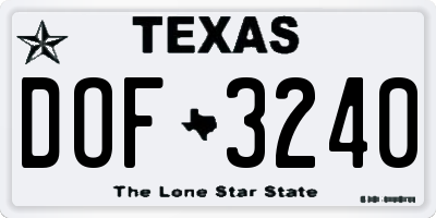 TX license plate DOF3240