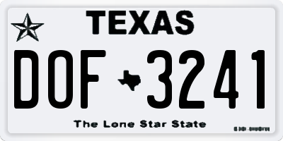 TX license plate DOF3241
