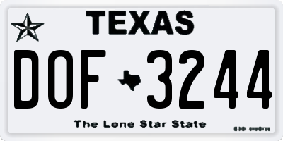TX license plate DOF3244