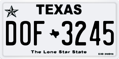 TX license plate DOF3245