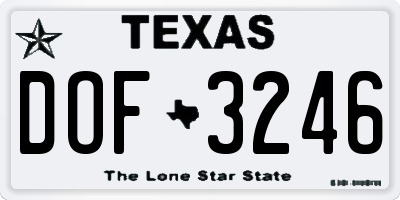 TX license plate DOF3246