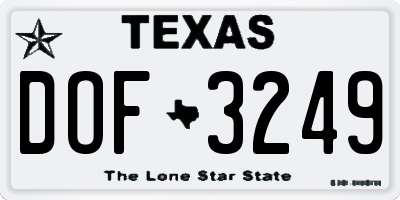 TX license plate DOF3249