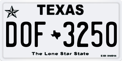 TX license plate DOF3250