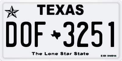 TX license plate DOF3251