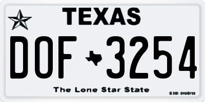 TX license plate DOF3254
