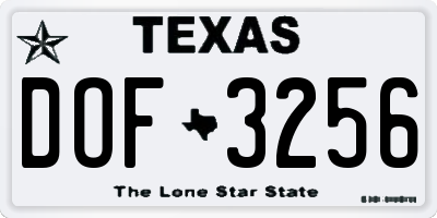 TX license plate DOF3256
