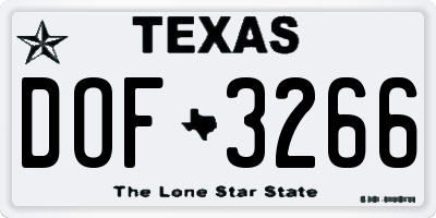 TX license plate DOF3266