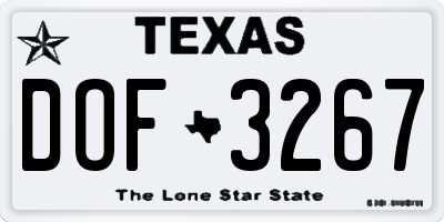 TX license plate DOF3267