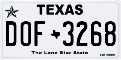 TX license plate DOF3268