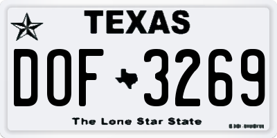 TX license plate DOF3269