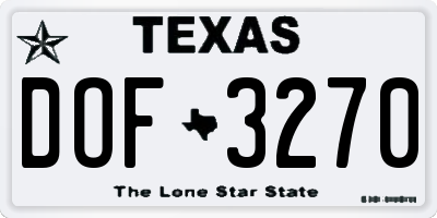 TX license plate DOF3270