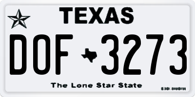 TX license plate DOF3273