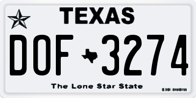 TX license plate DOF3274