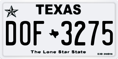 TX license plate DOF3275