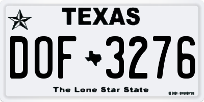 TX license plate DOF3276