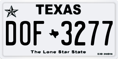 TX license plate DOF3277