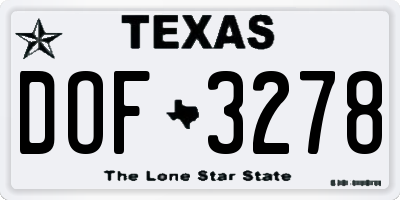 TX license plate DOF3278