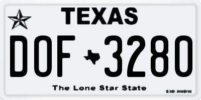 TX license plate DOF3280