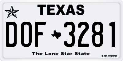 TX license plate DOF3281