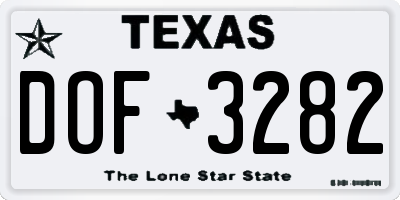 TX license plate DOF3282