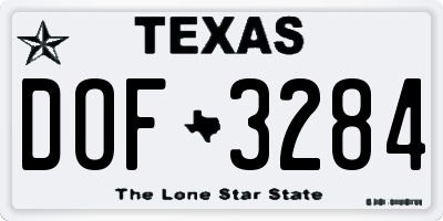 TX license plate DOF3284