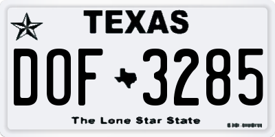 TX license plate DOF3285