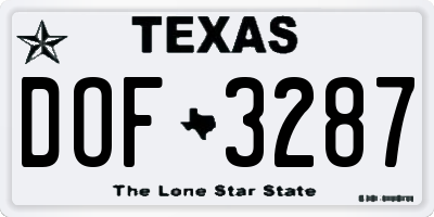 TX license plate DOF3287