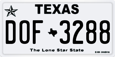 TX license plate DOF3288