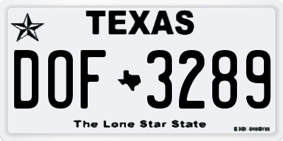 TX license plate DOF3289