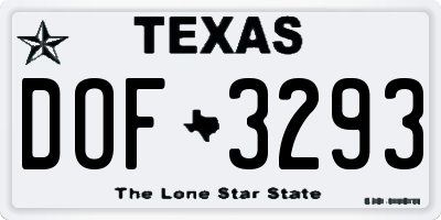 TX license plate DOF3293