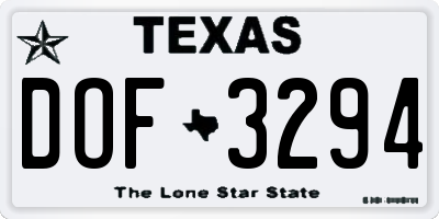 TX license plate DOF3294