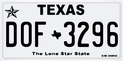 TX license plate DOF3296