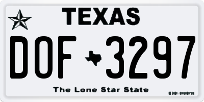 TX license plate DOF3297