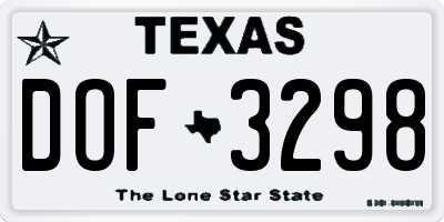 TX license plate DOF3298