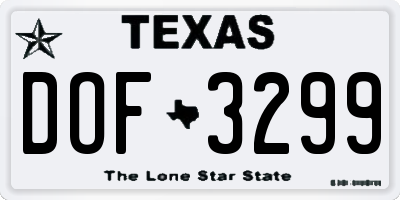 TX license plate DOF3299