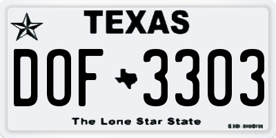 TX license plate DOF3303
