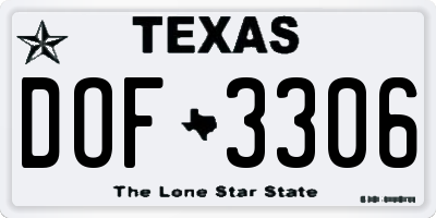 TX license plate DOF3306