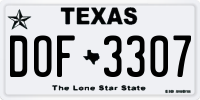 TX license plate DOF3307