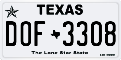 TX license plate DOF3308