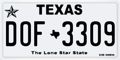 TX license plate DOF3309
