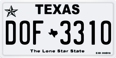TX license plate DOF3310