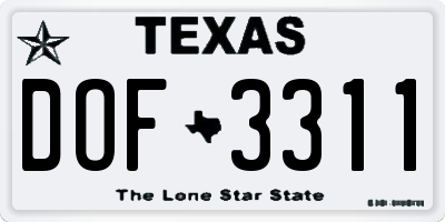 TX license plate DOF3311